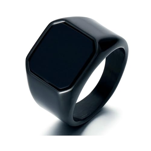 GWSGSFAS Domineering Retro Bernstein Stein Ring Trend Quadrat Schwarzer Achat Herren Ring Lapislazuli, 7, Metall, Zirkonia von GWSGSFAS