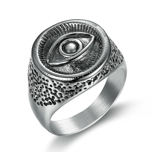 GWSGSFAS Einzigartiger Retro-Augenring aus Titanstahl, Herren-Augenring, Persönlichkeitsring, Stahl-10 von GWSGSFAS