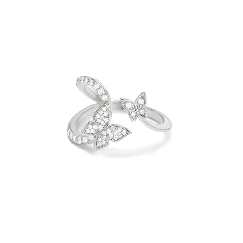 GWSGSFAS Exquisiter Mini-Schmetterlings-Zirkon mit Mikroeinlage, offener verstellbarer Ring für Damen, verstellbare Öffnung von GWSGSFAS