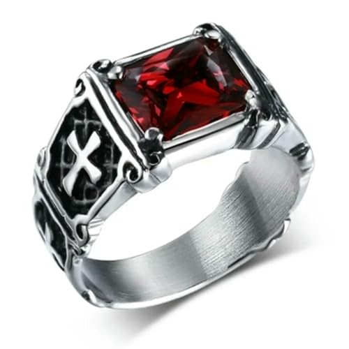 GWSGSFAS Modischer kreativer Trend zarter kompakter roter Edelstein Kreuz Muster Ring Retro Herren Straßenparty Nischenring Geschenk Schmuck, 40, Metall, Zirkonia GWSGSFAS Modischer kreativer Trend zarter kompakter roter Edelstein Kreuz Muster Ring Retro Herren Straßenparty Nischenring Geschenk Schmuck, 40, Metall, Zirkonia von GWSGSFAS