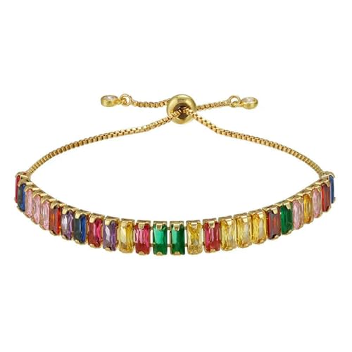 GWSGSFAS Regenbogen-Armband für Damen, Kristall, verstellbar, modisch, Party, Abendessen, Schmuck von GWSGSFAS