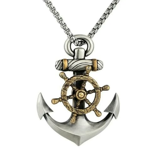 GWSGSFAS Schlichte Retro-Halskette, kreativer Trend, marineblau, Piraten-Anker-Anhänger, Halskette für Herren und Damen, Ruder, Punk-Schmuck - 1 GWSGSFAS Schlichte Retro-Halskette, kreativer Trend, marineblau, Piraten-Anker-Anhänger, Halskette für Herren und Damen, Ruder, Punk-Schmuck - 1 von GWSGSFAS