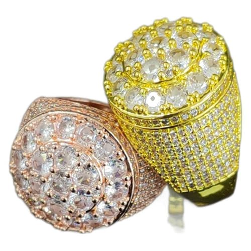 GWSGSFAS Übertriebener und dominierender Zirkon-Blumenring Hip-Hop trendiger Herrenring, 36, Metall, Zirkonia von GWSGSFAS