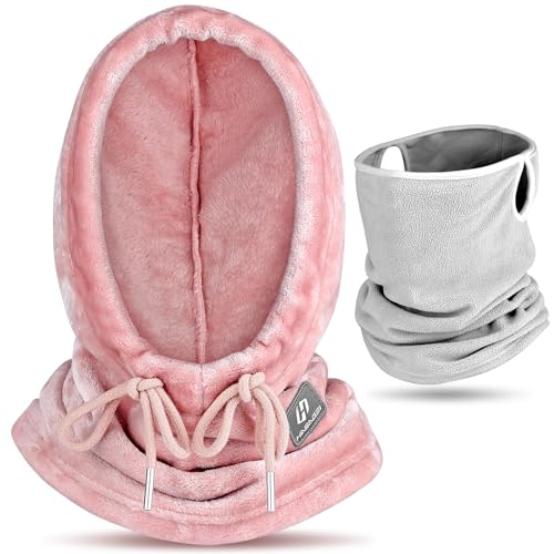 GXCROR Sturmhaube Balaclava Winddicht Ski Mask Warm Koralle Fleece Sturmmaske Atmungsaktiv Skimaske Weicht Sturmhaube Winter für Herren und Damen für Outdoor Sportarten Rosa von GXCROR