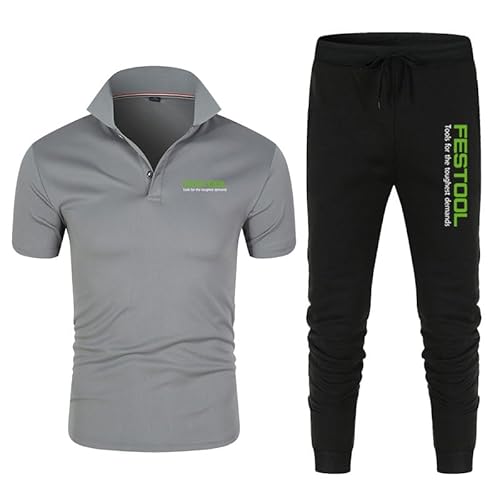 GXEBOPS Poloshirt für Männer und Frauen + Jogginghose für FES-TOOL Zweiteiliges T-Shirt Sportwear T-Shirt Jogger/A/XL von GXEBOPS