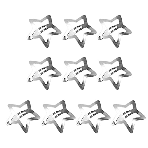 GXFCAI 5Pcs Silber Stern BB Haarspangen Nette Stern Haarspangen Frauen Einfache Mini Metall Zubehör Snap Kopfschmuck Schmuck Haarspange, 10.0 stück von GXFCAI