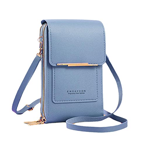 GXFCAI 2023 Damen-Taschen, weiches Leder, Bildschirm, Handy, Geldbörse, Umhängetasche, Schultertasche, X1U3 für Damenriemen, blau, Einheitsgröße von GXFCAI