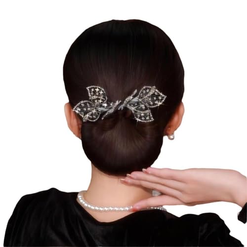 GXFCAI Haarspange mit Strass-Blume, elegante Haarspange für Damen, verdrehte Haarklammer, Duttmacher-Zubehör von GXFCAI