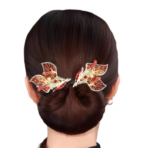 GXFCAI Haarspange mit Strass-Blume, elegante Haarspange für Damen, verdrehte Haarklammer, Duttmacher-Zubehör von GXFCAI
