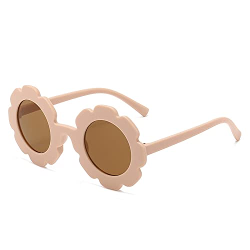 GXFCAI Kinder-Sonnenbrille mit Sonnenblume, für Jungen, Mädchen, Kleinkinder, schöne runde Blumenjahre, Sonnenbrille U9N1, UV400, Brillenform, 1-8, beige von GXFCAI