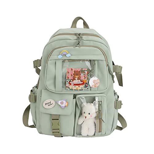 GXFCAI Rucksack Kawaii Rucksack Wasserdicht Multi-Taschen Nylon Schulrucksack für Mädchen Schule Niedlich Laptop Rucksack O4x7 Buch Pack von GXFCAI