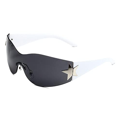 Stück UV400 Randlose Damen Sonnenbrille Mann Punk Goggle Sonnenbrillen Schattierungen 3D Weibliche Stern Fünf Brillen Design Strass, weiß, Einheitsgröße von GXFCAI