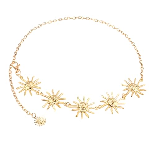 1 Stück Gold Sonne Gürtel Damen Strand Bauchkette Pirat Mode Accessoire Verstellbarer Kettengürtel Damen Taillenkette Hüftkette für Kleider Party für Frauen Mädchen Weihnachten Valentinstag Halloween von GXGM