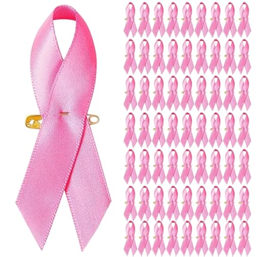 100 Stück Pink Ribbon Pin, Pink Broschen Offizielle Bandbroschen Brustkrebs Bewusstseins Revers Stifte Hoffnung Pins Emaille Schmuck Pins Für Frauen,Anstecknadeln in Bijouterie von GXGM