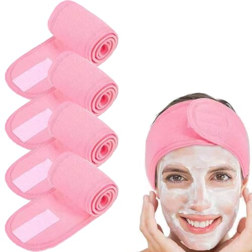 4 Pièces Bandeau Cheveux,Bandeau Maquillage,Bandeau Cheveux Femme Maquillage,Bandeau Maquillage Femme,Bandeau Cheveux Femme,pour Maquillage,Yoga,Exercice,avec Tape (Rose) von GXGM