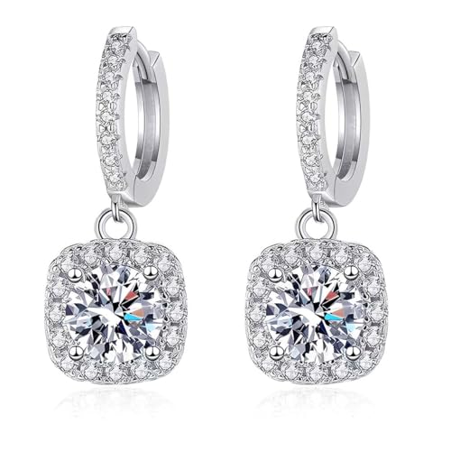 GXGM 1 Paar Ohrringe Silber Hängend, Moissanit Ohrringe Hängend Damen Creolen Klein Silber Creolen Mädchen Schmuck, Geschenke für Frauen von GXGM