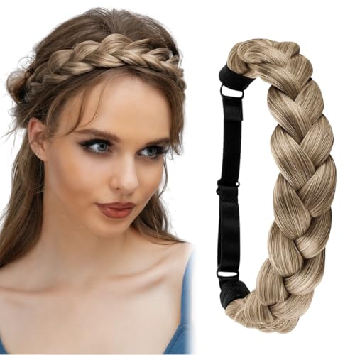 GXGM 1 Stück Geflochtener Zopf Haarteil, Twist Handgeflochtenes Haarband, Künstliche Haarzöpfe, Fischgrätenzöpfe, Twist Zöpfe,Verstellbare Haarreifen Damen,Haarschmuck Damen von GXGM