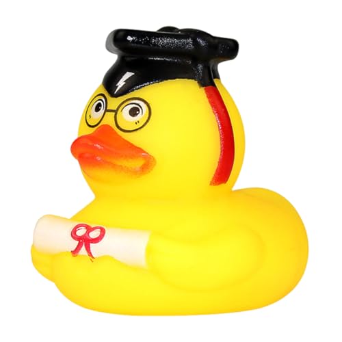 GXGM 1 Stück lustige Akademiker Badeente mit Diplom - Quietscheentchen mit Doktorhut - Geschenk bei Prüfungen Abschlussfeier Uni Universität Hochschule, Bachelor Geschenk, bestandene prüfung geschenk von GXGM