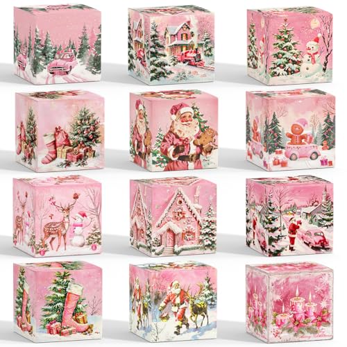 GXGM 12pcs weihnachts-countdown-geschenkbox,70 x 70 x 70 mm,für Geschenke, Leckereien, Snacks, Kekse, Süßigkeiten, Boxen für Weihnachtsfeier von GXGM