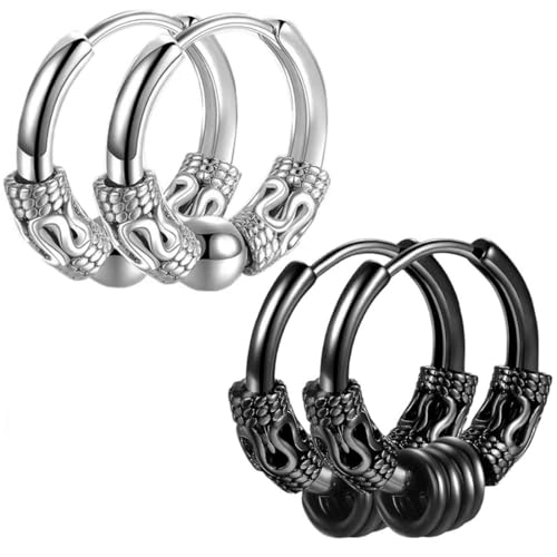 GXGM 2 Paar Creolen Edelstahl Vintage Perforierter Knorpelschmuck Ohrring Creolen Geeignet für Männer und Frauen Punk Hip Hop Ohrringe Hypoallergen von GXGM