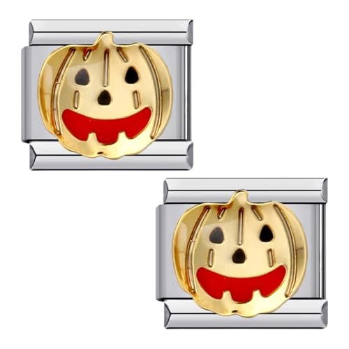 GXGM 2 Stück Italian Charm Bracelet, Armband, DIY Abnehmbar 9mm Edelstahl Module für Italienische Armbänder, Geschenk für Frauen Mädchen, Halloween-Geschenke von GXGM