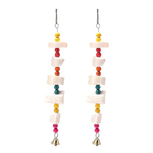 GXGM 2 Stück Vogel-Kauspielzeug Mineralstein-Backenzahn-Spielzeug mit Glocke Vogelschnabel-Schleifstein Haustier Vögel Schnabel-Schleifschaukel für Kakadu Wellensittich Sittich Nymphensittich Lovebird von GXGM
