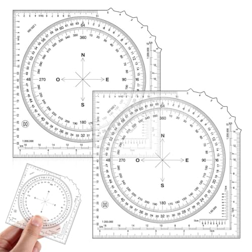 GXGM 2 Stück Winkelmesser,Militär Planzeiger,Vollkreiswinkelmesser, Kartenwinkelmesser,Militärischer Winkelmesser,Koordinaten Skala Topografische Karten,Marschzahlmesser GXGM 2 Stück Winkelmesser,Militär Planzeiger,Vollkreiswinkelmesser, Kartenwinkelmesser,Militärischer Winkelmesser,Koordinaten Skala Topografische Karten,Marschzahlmesser von GXGM