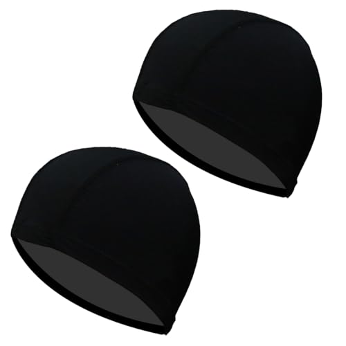 GXGM 2 Sück nylon schwarze badekappe Unisex Badehaube Damen Bademütze Schwimmhaube Schwimmkappe Flexible Kappe Badehut für mädchen Lange Haare Badekappe Herren Kinder Jungen,Swimming cap von GXGM