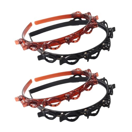 GXGM 4er-Pack Haarreifen mit Klammern Hair Twister Double Bangs Hairstyle Hairpin Haareifen mit Clips/Doppelknall Frisur Haarnadel/Stirnbänder Haarband/Haarreif mit Zähnen/Haarreifen Damen von GXGM