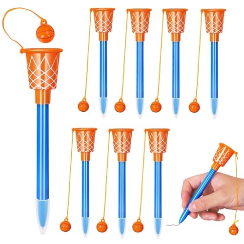 GXGM 8 Stück Basketball Ballpoint Pens With Hoops, 14 Cm Blue Ink Basketball Pens 0.7 Mm Fine Tip Pens Soft Grip Writing Pens,Für Students Children School Office,Basketball Geschenke von GXGM