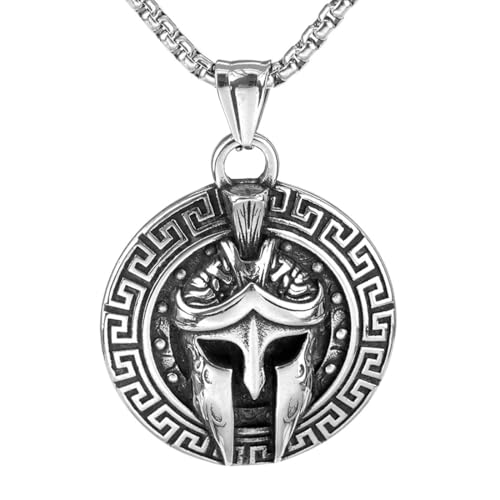 GXGM Legierung Wikinger Kette Herren Spartanisch Krieger Schild Anhänger Retro Amulett Halskette Titanstahl Herbst Und Winter Hip Hop Herren Pullover Kette von GXGM