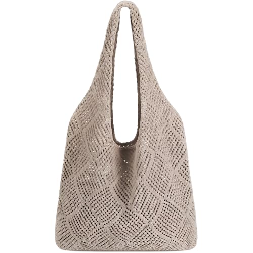 GXGM strandtasche netztasche Häkeltaschen, Strand Mesh Tragetasche Damen Umhängetasche Einkaufstasche Lässige Reisetaschen von GXGM