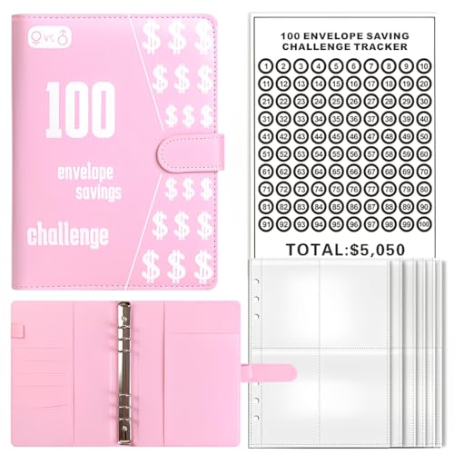 Geldsparbinder Budget Planner,Sparbuch, 100 Umschläge A5 Geldspar-Ordner Budget-Ordner Geldspar-Brieftasche mit Geldumschlägen leicht zu sparen 5050€ Geldspar-Herausforderung für Zuhause, Schule,A von GXGM