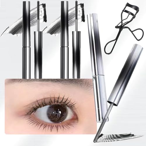 Faccelove'S Ironeye Mascara, Iron Eye Wand Mascara Facelove, Ironeye NatüRliche, VerläNgernde Und Pflegende, 3d Curling Eyelash Irons, Waterproof, Long-Lasting And Smudge-Free (Schwarz*2pcs) von GXHNB