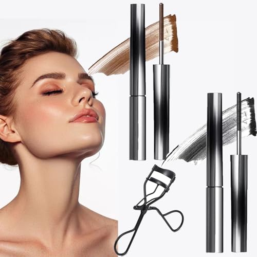 Iron Eye Mascara Facelove, Faccelove'S Ironeye Mascara, Ironeye NatüRliche, VerläNgernde Und Pflegende 𝑀ascara, 3d Curling Eyelash Irons, Waterproof, Long-Lasting and Smudge-Free (2pcs) von GXHNB