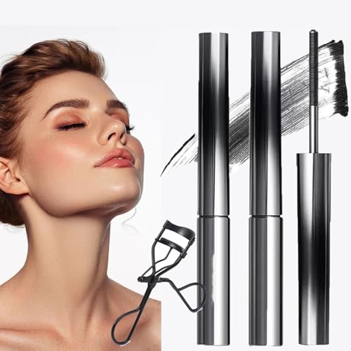 Iron Eye Mascara Facelove, Faccelove'S Ironeye Mascara, Ironeye NatüRliche, VerläNgernde Und Pflegende 𝑀ascara, 3d Curling Eyelash Irons, Waterproof, Long-Lasting and Smudge-Free (Schwarz*2pcs) von GXHNB