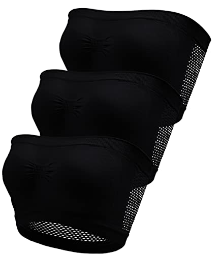 GXIN 3-teiliger Bandeau-BH für Damen, ungepolstert, dehnbar, trägerlos, Brarette, weich, nahtlos, bügelfrei, Bandeau-Schlauchtop-BH (as3, Alpha, 3X_l, 3 Stück-Schwarz, 3XL) von GXIN