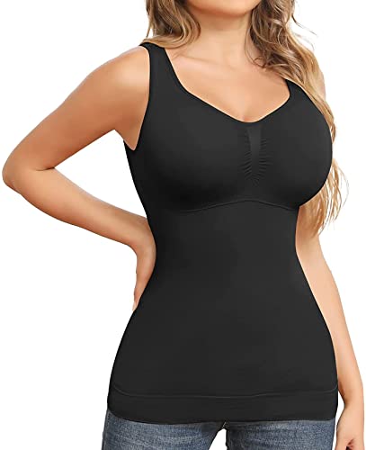 GXIN Cami Shaper mit eingebautem BH Shaping Camisoles für Frauen Bauchkontrolle Tank Top Unterröcke Shapewear (Schwarz, XL) von GXIN