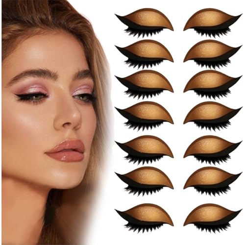 Lazy Eye Shadow Eyelash Patch, with False Lashes, Shadow, Eyeliner, for Quick Makeup, Party, and Daily Use (Gold) von GXJIXf