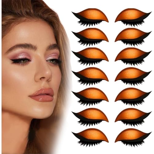 Lazy Eye Shadow Eyelash Patch, with False Lashes, Shadow, Eyeliner, for Quick Makeup, Party, and Daily Use (Orange) von GXJIXf