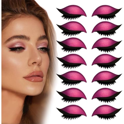 Lazy Eye Shadow Eyelash Patch, with False Lashes, Shadow, Eyeliner, for Quick Makeup, Party, and Daily Use (Red) von GXJIXf