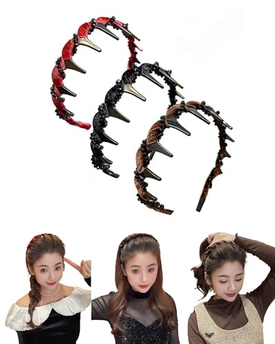 Retro High Skull Pearl Headband, High Cranium Hair Bands with Teeth, Velvet Head Accessory with Artificial Pearl or Crystal (Crystal style) von GXJIXf