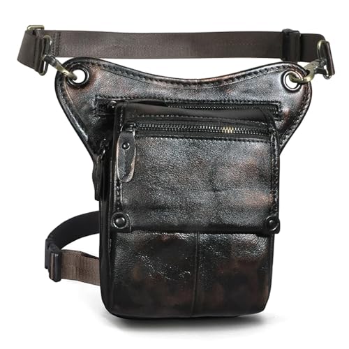 Beintasche Motorrad Leder Herren Vintage Kleine Reise Messenger Sling Bag Design Hüftgürteltasche Handytasche Drop Leg Bag(Color 9) von GXMDSGZ