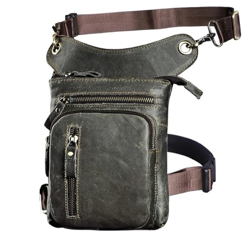 Beintasche Motorrad Leder Männer Design Casual Messenger Bag Multifunktions Taille Gürtel Pack Drop Bein Tasche Tablet von GXMDSGZ