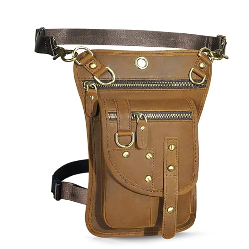 Beintasche Motorrad Lederdesign Herren Kleine Messenger Mochila Tasche Reisegürtel Hüfttasche Drop Leg Bag Tablet Tasche(Color 2) von GXMDSGZ