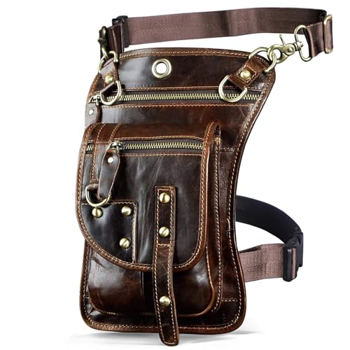 Beintasche Motorrad Lederdesign Herren Kleine Messenger Mochila Tasche Reisegürtel Hüfttasche Drop Leg Bag Tablet Tasche(Color 4) von GXMDSGZ