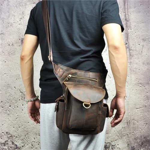 Beintasche Motorrad Lederdesign Herren Multifunktions-Messenger-Mochila-Tasche Organizer Hüftgürteltasche Drop Leg Bag(Burgundy) von GXMDSGZ