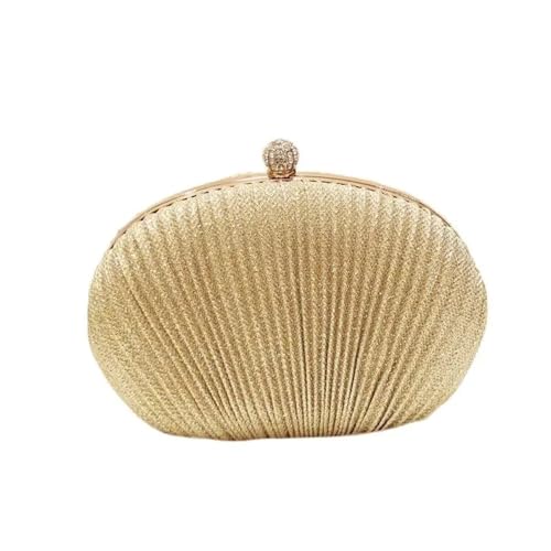 Diamant Golden Abend Clutch Tasche Frauen Hochzeit Glänzende Handtaschen Braut Plissee Geldbörse Taschen Kette Umhängetasche(Gold) von GXMDSGZ