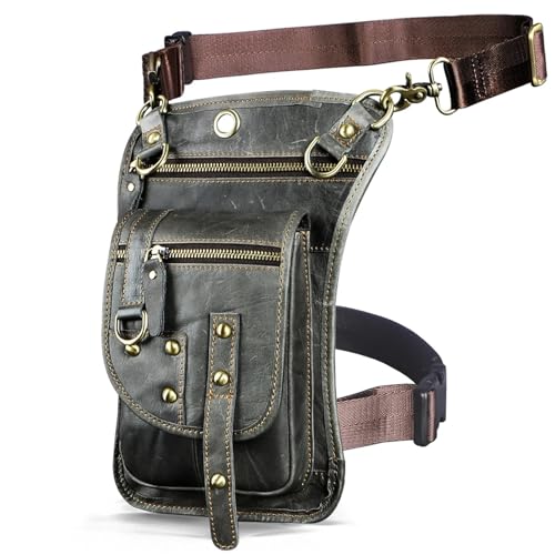 GXMDSGZ Beintasche Motorrad Lederdesign Herren Kleine Messenger Mochila Tasche Reisegürtel Hüfttasche Drop Leg Bag Tablet Tasche(Color 1) von GXMDSGZ