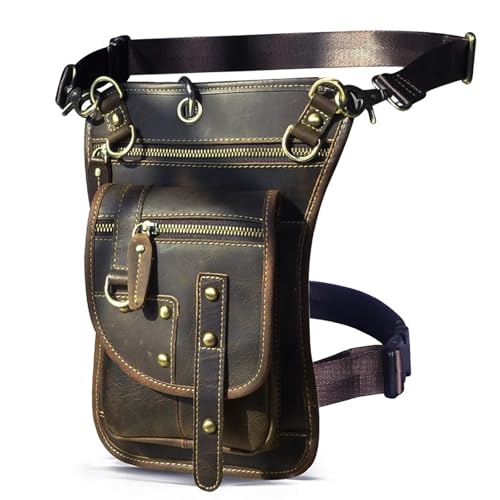 GXMDSGZ Beintasche Motorrad Lederdesign Herren Kleine Messenger Mochila Tasche Reisegürtel Hüfttasche Drop Leg Bag Tablet Tasche(Color 3) von GXMDSGZ